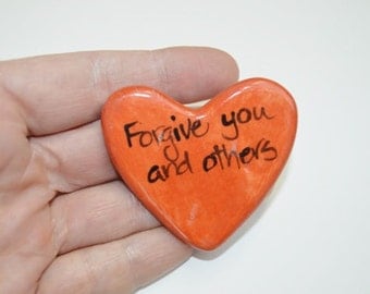 Forgive Ceramic prayer Heart orange