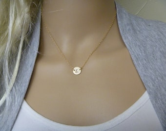 Initial Necklace - Personalized Necklace - Gold Filled Disc Necklace - Friendship Necklace - Bridesmaid Gift - Bridesmaid Jewelry