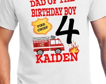 ADULT Firetruck Birthday Shirt - Firetruck Shirt - Firetruck Matching set with name Shirt - Dad of the Birthday Boy Mom Aunt Uncle