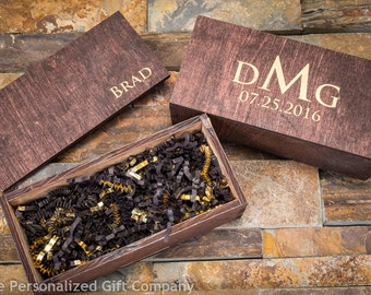Personalized Wooden Gift Box, Custom Groomsmen Box, Husband Gift Box, Engraved Wooden Box, Rustic Wedding- Small Memory Box