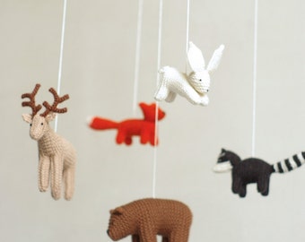 baby mobile - woodland mobile - forest animals mobile - baby shower gift - made to order