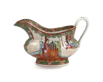 Antique Gravy Boat - Famille Rose Medallion Gravy Boat, Large Chinese Gravy Boat, Asian Decor, Rare Chinese Collectible, c.1920s