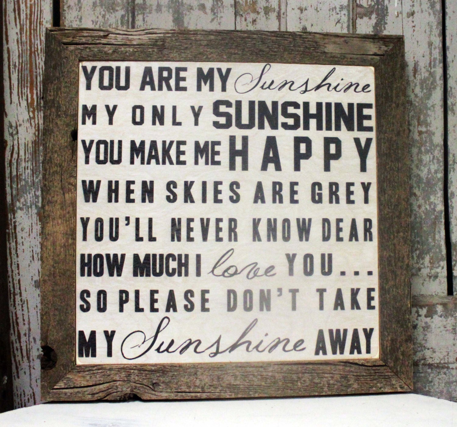 You Are My Sunshine Sign Wall Art on Wood Wall by MadiKayDesigns