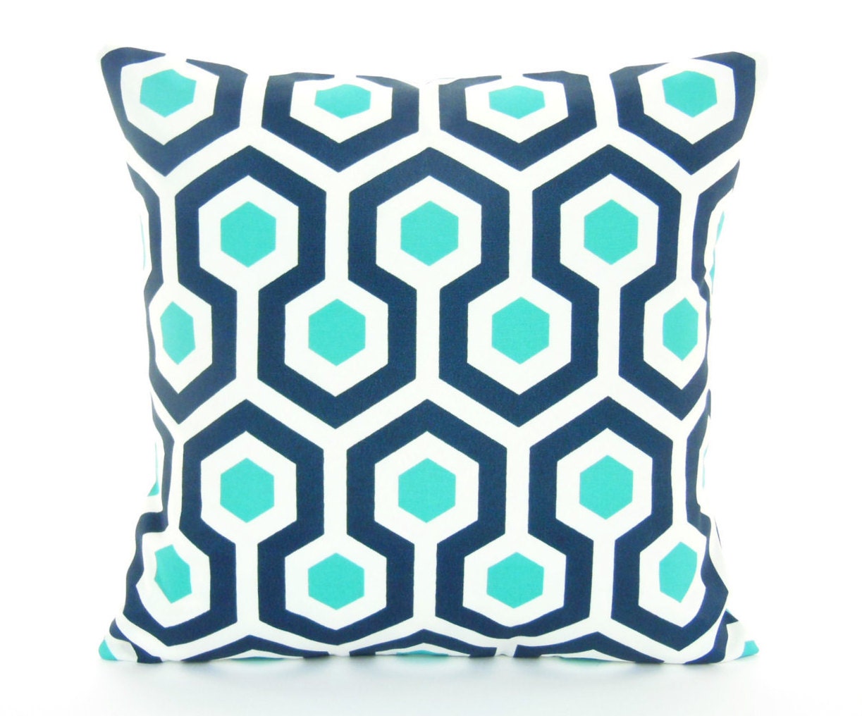 OUTDOOR Navy Aqua Throw Pillow COVERS Decorative Coastal Navy
