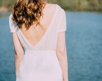 Robe blanche bi-matière dos nu