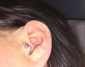 White Fire Opal Stud Cartilage Earring Tragus Helix Piercing