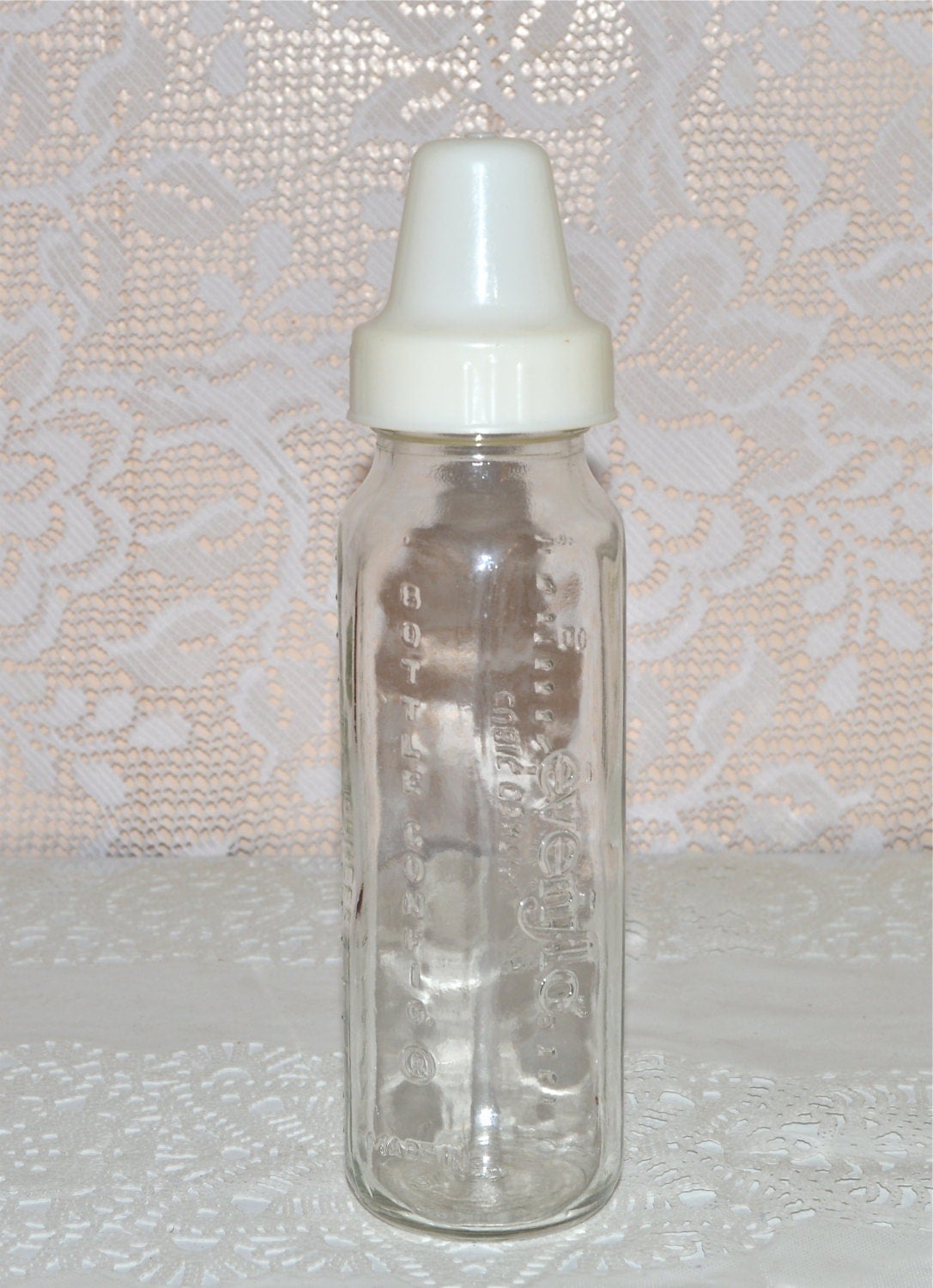 Glass Baby Bottle Evenflo Vintage Baby Bottle White by WVpickin