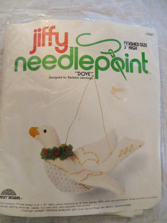 Vintage Jiffy Needlepoint Kit 5047 Christmas Dove 3D