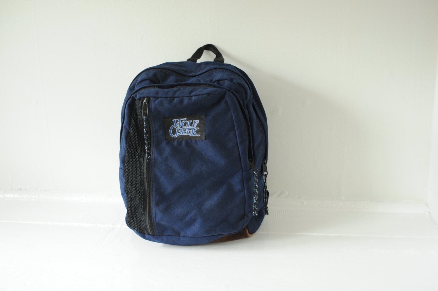 Vintage Wolf Creek Blue Backpack with Leather Bottom by TheOldWell