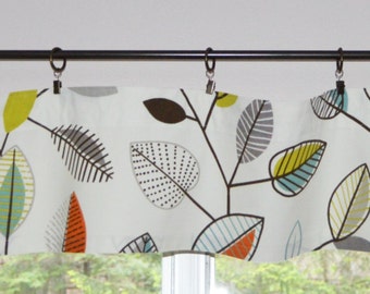 Kitchen Valance . Mini Valance 8"x 52" . Coventry Carson Fiesta . Leaf Valance . Window Valance . Handmade by Pretty Little Valances