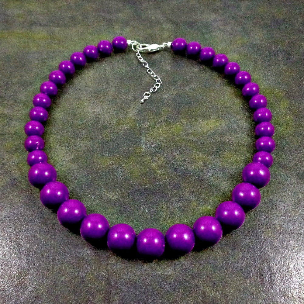 Statement Necklace Purple Chunky Necklace Purple Bead