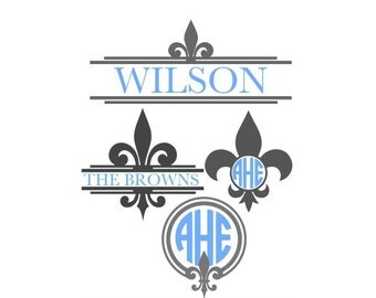 Fleur De Lis Monogram Svg, Fleur De Lis Svg, Family Last Name Svg, fleur de lis symbol, Split Monogram Svg, Monogram Frames Svg