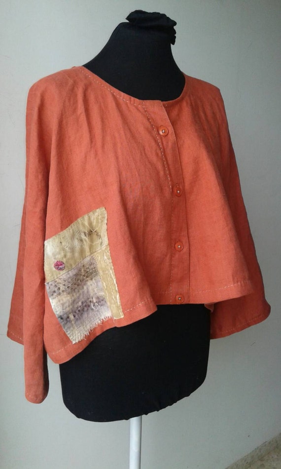 Unique Art Linen Jacket / Swing Jacket / by JaneCohenArtfulBags