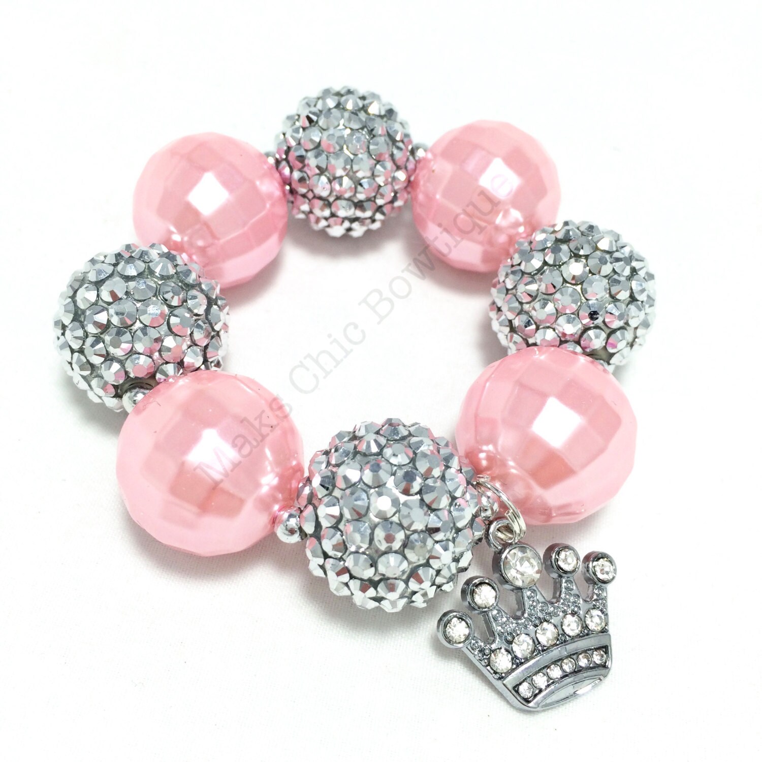 Toddler or Girls Chunky Bracelet Pink and by MaksChicDesigns