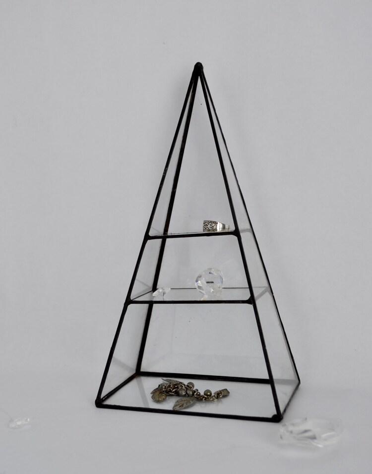 Wedding Ring Holder Glass Box Pyramid Display Box by jacquiesummer