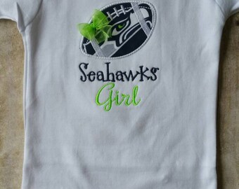 Seattle Seahawks Inspired Girl Bodysuit 3 months long sleeve READY TO SHIP