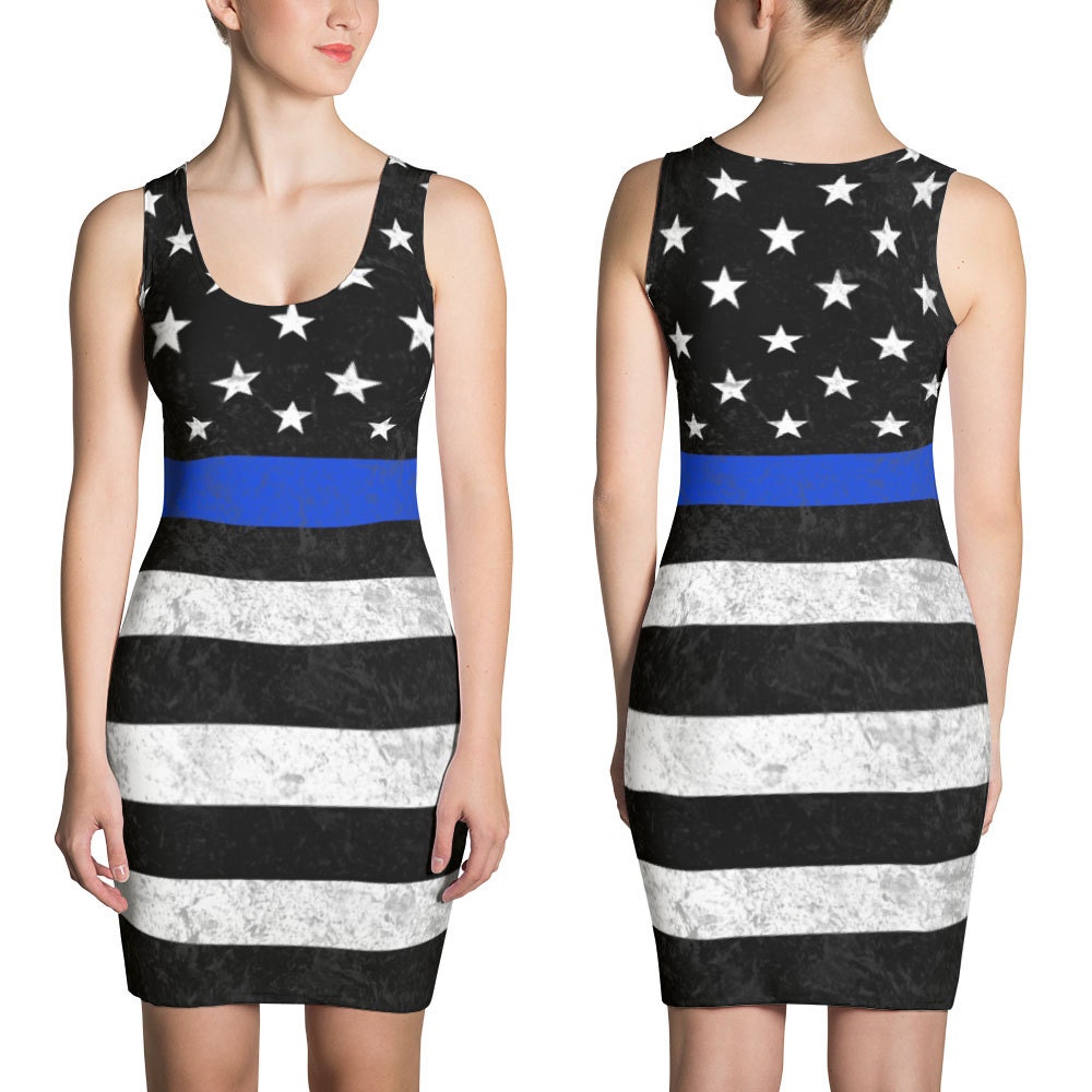 Thin Blue Line American Flag Dress Fit & Flare 2 Styles