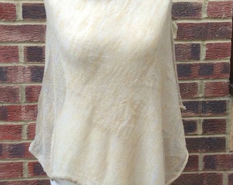 60s SLIME GREEN CHUNKY KNIT PONCHO - O/S