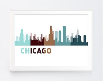 Chicago Skyline Wall Art chicago wall art | etsy Chicago Skyline Wall Art chicago wall art | etsy