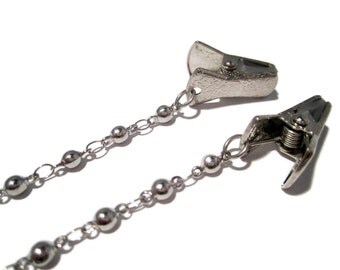 Ball Chain Clip Eyeglass Holder- Clip Holder for Glasses- Eyeglass Chain- Eyeglass Holder Chain with Alligator Clips- Metal Eyeglass Chain