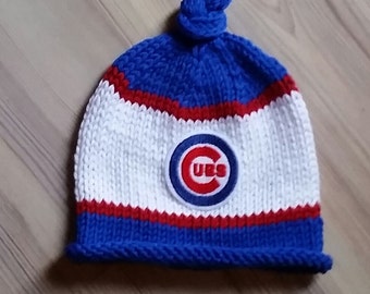 Chicago Cubs Baby Hat, Newborn Photo Prop, Chicago Cubs Knit Hat, Baby Boy Hat, Baby Girl Hat, Baby Chicago Cubs, Newborn Chicago Cubs Hat