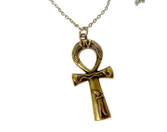 Ankh Necklace, Antiqued Bronze Ankh Egyptian Jewelry - SE-B5191