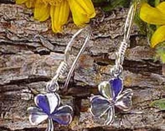 Sterling Silver Shamrock Earrings, .925 Silver Clover Charm Earrings, Dangling Cel;tic Irish Jewelry - SE-1642-FEW