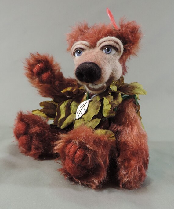 Artist Teddy Bear Peter Pan Bear OOAK Mohair and needle