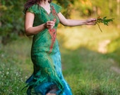Felted green dress Wedding guest dress Woodland wedding dress Boho chic dress Boho wedding dress Alternative wedding dress Silk wool dress