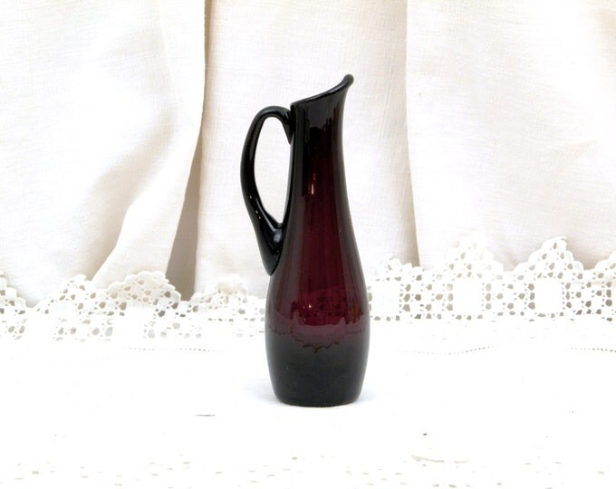 Small Vintage Mid Century Purple Blown Glass Vase / Jug / Pitcher / French Retro Decor / Bohieman Decor / Home Interior / Floral / Murano
