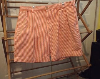 Nautica Shorts Orange and White Striped Size 40 Mens Fashion