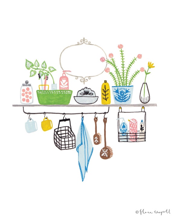 Items similar to Bathroom shelves 8 x 10" giclee print on Etsy