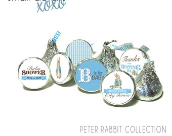 PETER RABBIT baby shower kiss stickers - Beatrix Potter kiss stickers ~ for Hershey's Kisses® Chocolate (108 stickers)