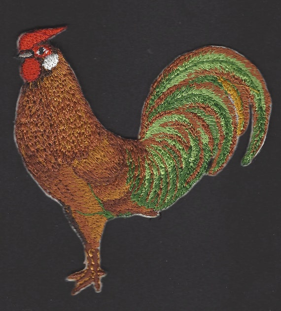Golden Penciled Hamburg Rooster Chicken Hen Embroidered Iron