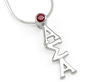 Alpha Sigma Alpha Sterling Silver Lavaliere with Swarovski Red Crystal // ΑΣΑ Sorority Jewelry // Sorority lavaliere // Sorority Gifts