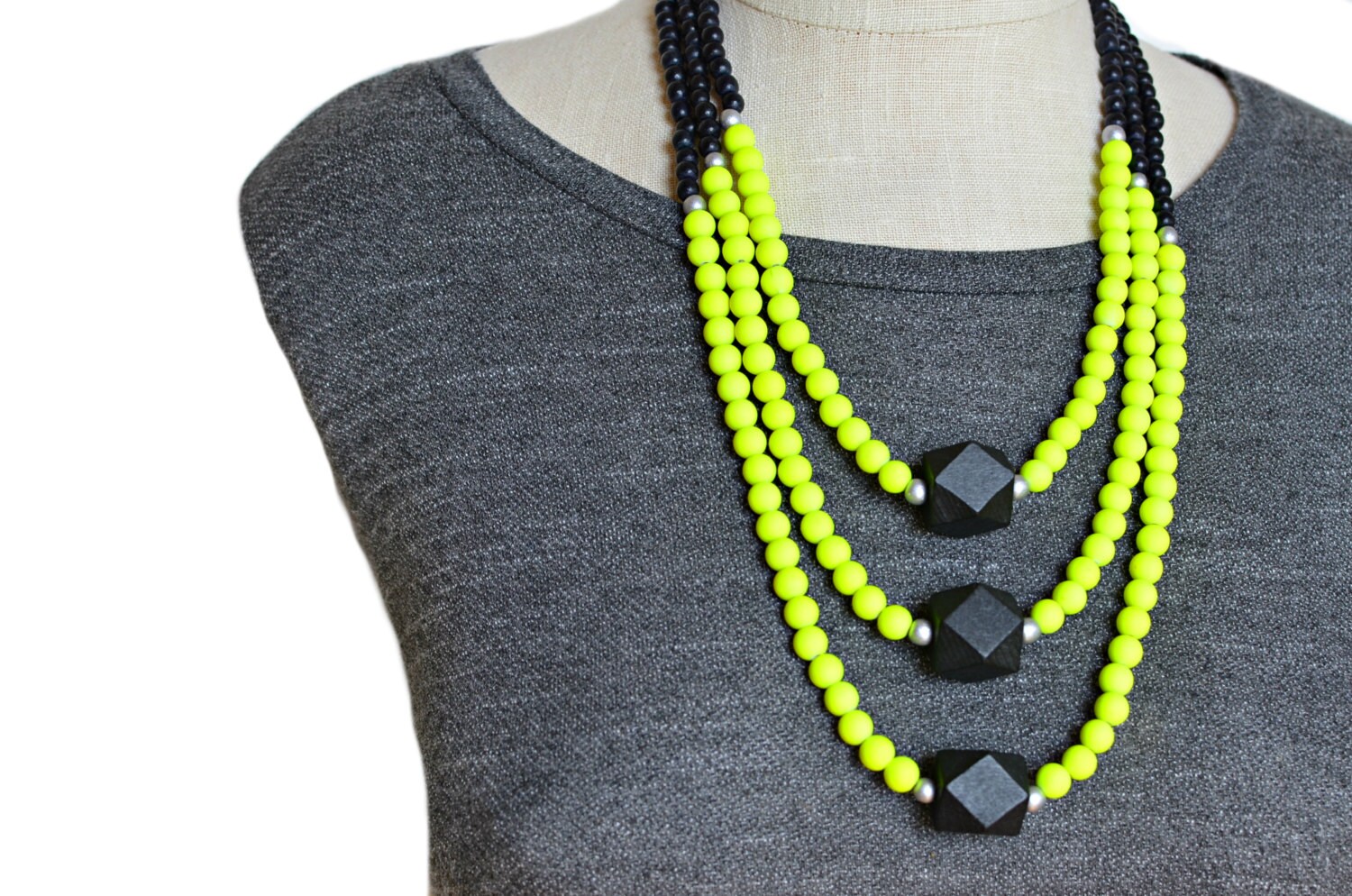 neon necklace / neon jewelry / neon yellow necklace / neon
