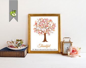 Thanksgiving fingerprint tree, fall, autumn, Teacher printable, classroom tree, appreciation tree, Fully personalised, printable