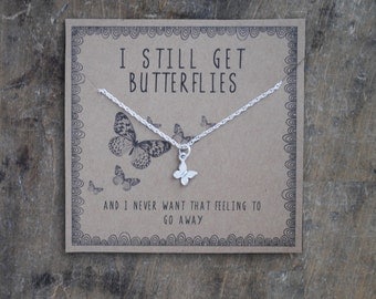 i still get butterflies . silver layering necklace . Anniversar gift for girlfriend . gift for wife