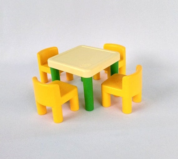 Vintage Little Tikes Table and Chairs for Dollhouse Doll