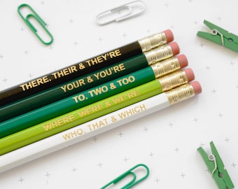 GREEN GRAMMAR PENCILS Ombre Coloured Pencil Set Gift for School English Teacher Graduation Present Colourful Retro Hex Gold Type BuzzFeed Uk