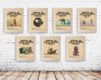 STAR WARS Set of 7 Episode 1 2 3 4 5 6 7 Movie Posters * Minimal Movie Posters Wall Art Print * Gift For Him , Gift For Her