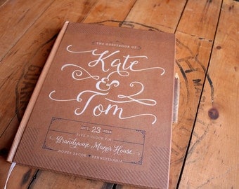 Kraft Wedding Guest Book - Rustic Wedding Guestbook - Custom Guest Book - Personalized Guestbook - Blank - Rustic Keepsake • 8 x 10