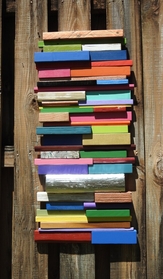 Tall & Narrow Horizontal Modern Art Strips of Texture Color