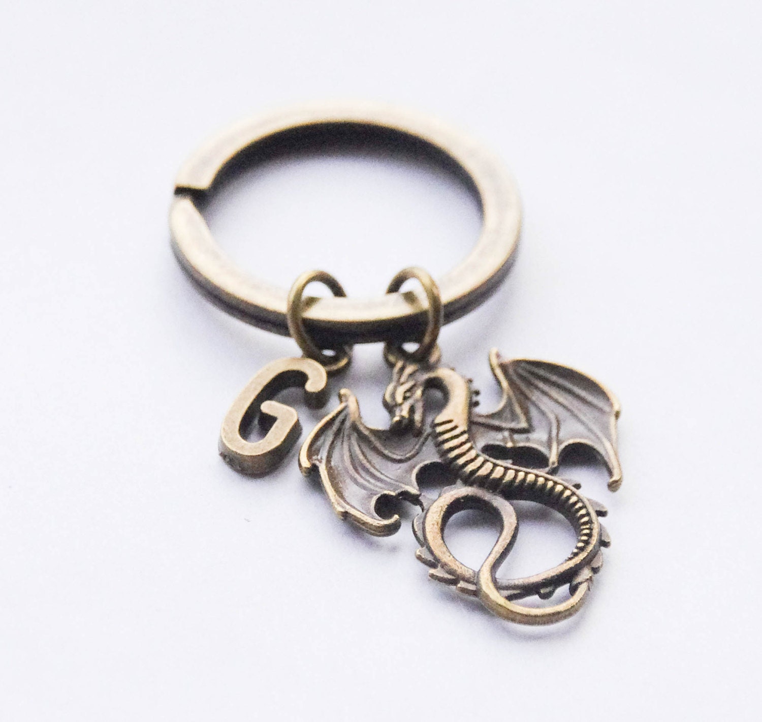 Personalized Dragon Keychain Unisex Dragon Keyring Fantasy