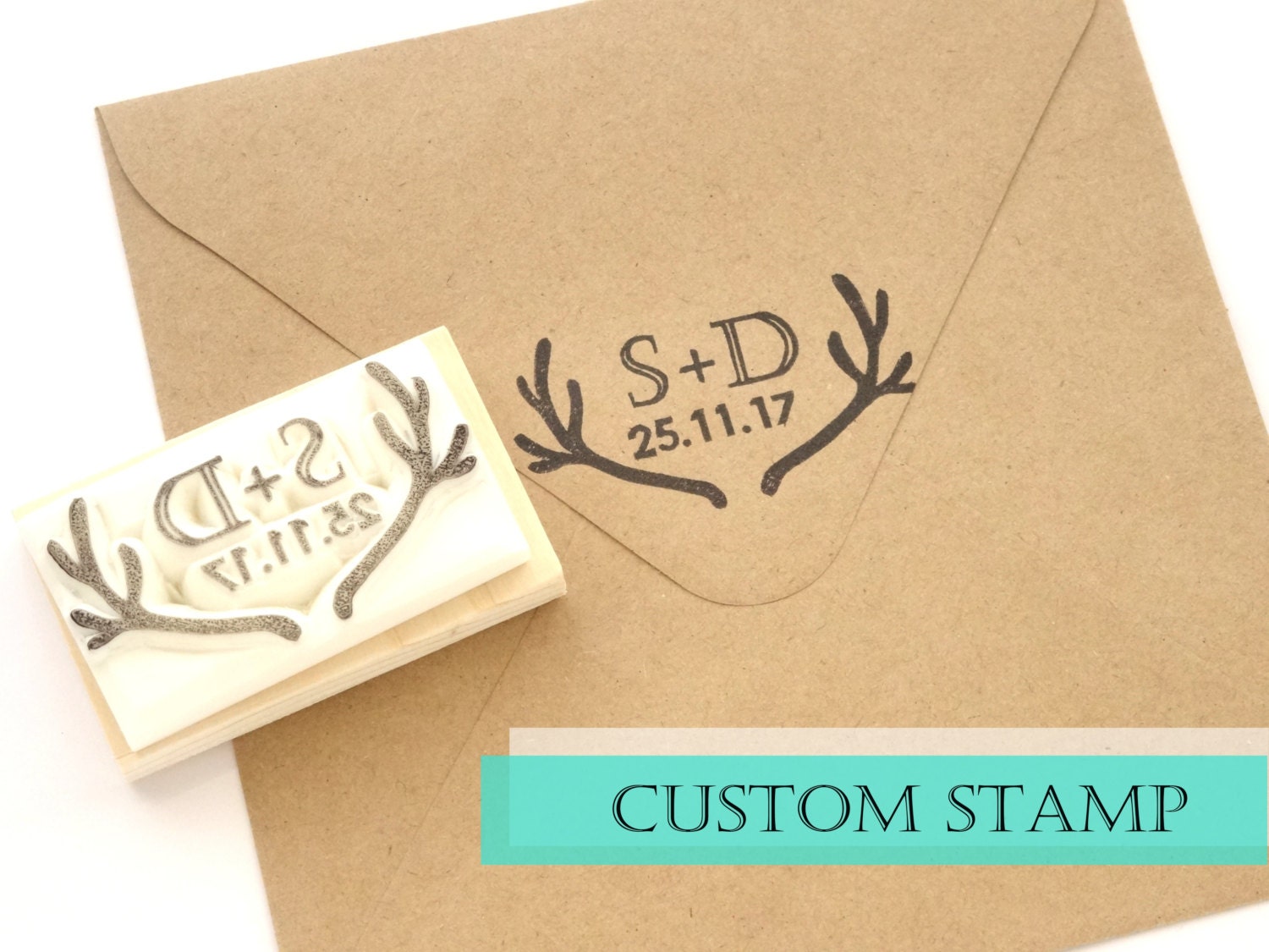 Custom Rubber Stamp Wedding Invitation Initial And Date