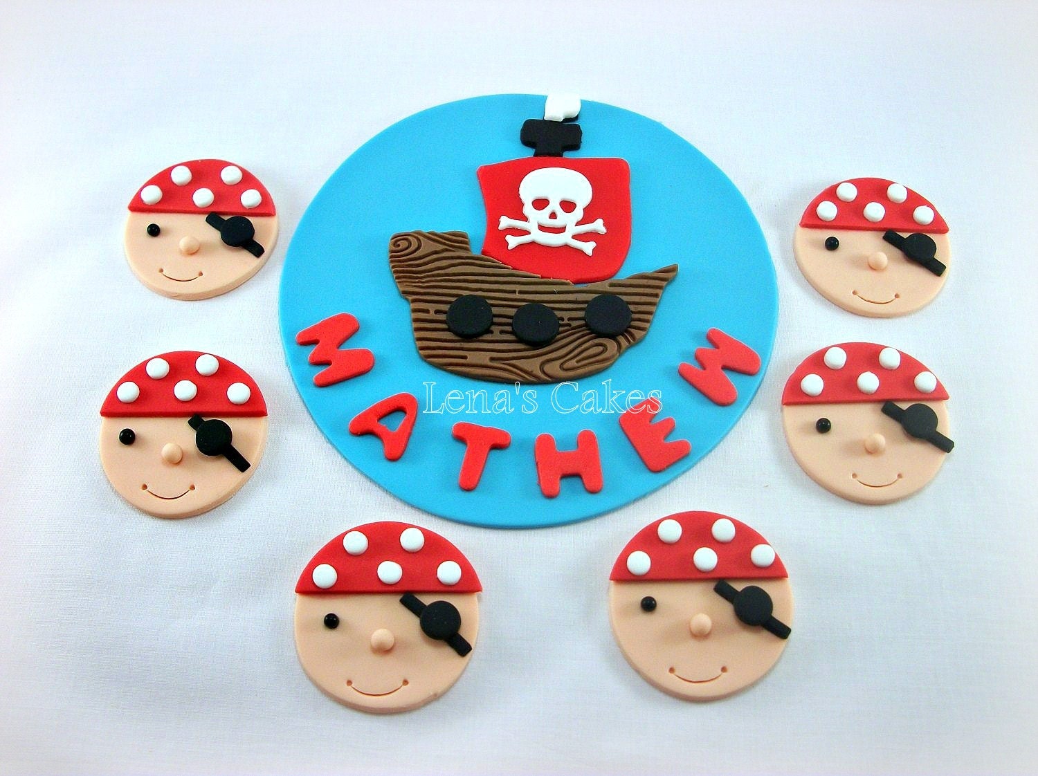 Pirate Fondant Edible Cake Topper & 12 Cupcake Toppers Pirate