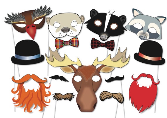 Woodland forest Party Photo booth Props Set 22 Piece