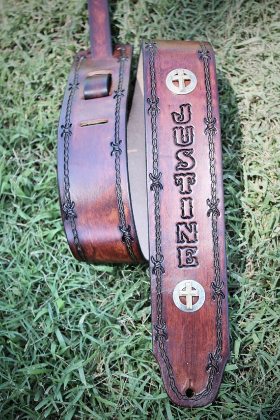 Personalized GUITAR STRAP Leather Guitar Strap Christian