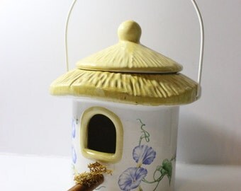 Teleflora Planter Porcelain Bird House / Bird Hut Made in Portugal