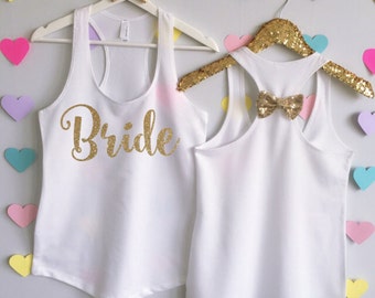 Bride Tank Top with Bow. Bridal Shirt. Bridal Tank Top. Bachelorette Shirt. Bachelorette Tank. Wedding Tank. Bride Shirt. Bride Glitter Top.